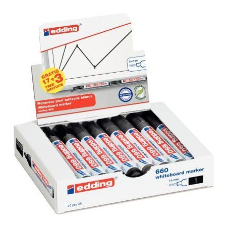 Achetez Pack de 20 marqueurs tableau E660 noir dont 3 gratuit 4-660-20 EDDING pas cher sur Ma Rentrî.