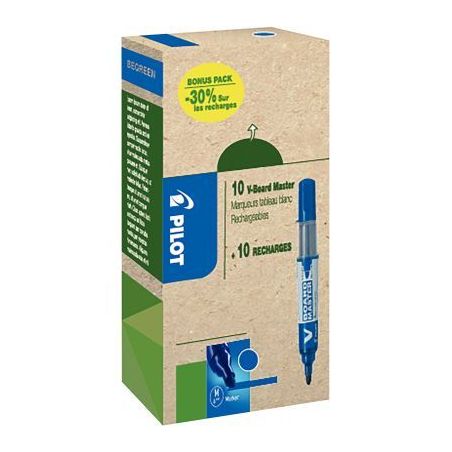 Achetez Pack de 10 marqueurs V-Board Master + 10 recharges bleues 3131910556282 PILOT pas cher sur M..