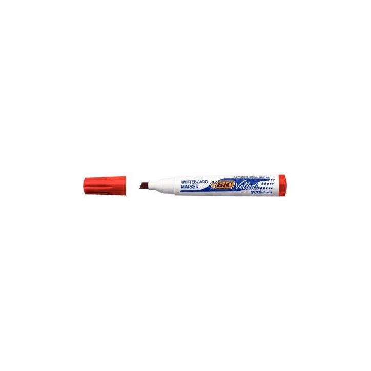 BIC Velleda 1751 ECOlutions Feutres pour Tableau Blanc Effaçables à  Sec Pointe Moyenne Biseautée - Rouge