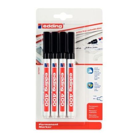 Achetez Blister de 4 marqueurs permanents E400 noir 4836001 EDDING pas cher sur Ma Rentrée Scolaire