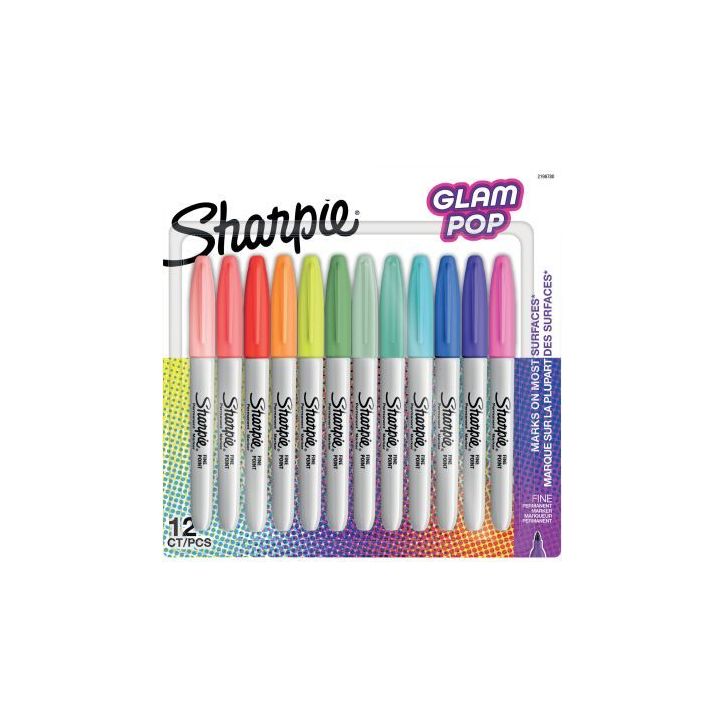 Blister de 12 marqueurs permanent Sharpie Glam Pop 2198780 SHARPIE