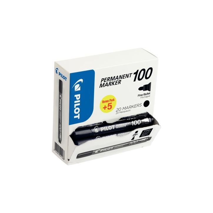 Pack de 20 marqueurs permanent 100 ogive dont 5 gratuit 3131910501268 PILOT