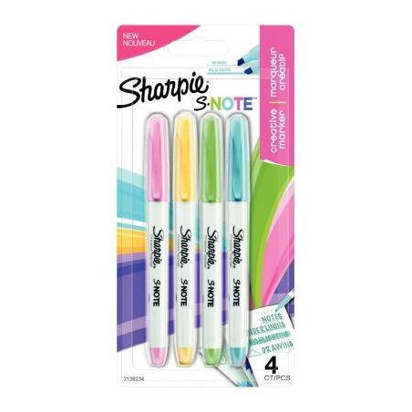 Achetez SHARPIE Pochette de 4 marqueurs permanent Sharpie Snote. Pointe biseautée. Coloris pastel a..
