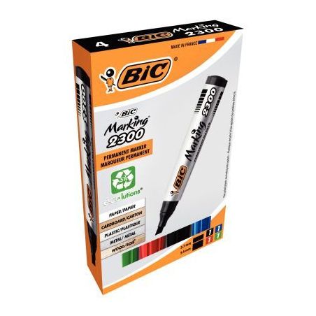 Achetez BIC Marking 2300 ECOlutions Marqueurs Permanents à  Pointe Moyenne Biseautée - Couleurs A..