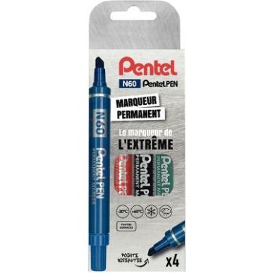 Achetez Pochette de 4 marqueurs permanents pointe biseautée N60 assortis N60-4 PENTEL pas cher sur ..