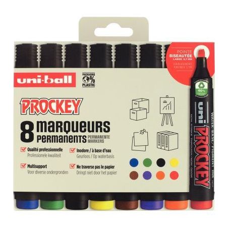 Achetez UNI-BALL Pochette de 8 marqueurs permanent PROCKEY pointe biseautée. Assortis pas cher sur ..