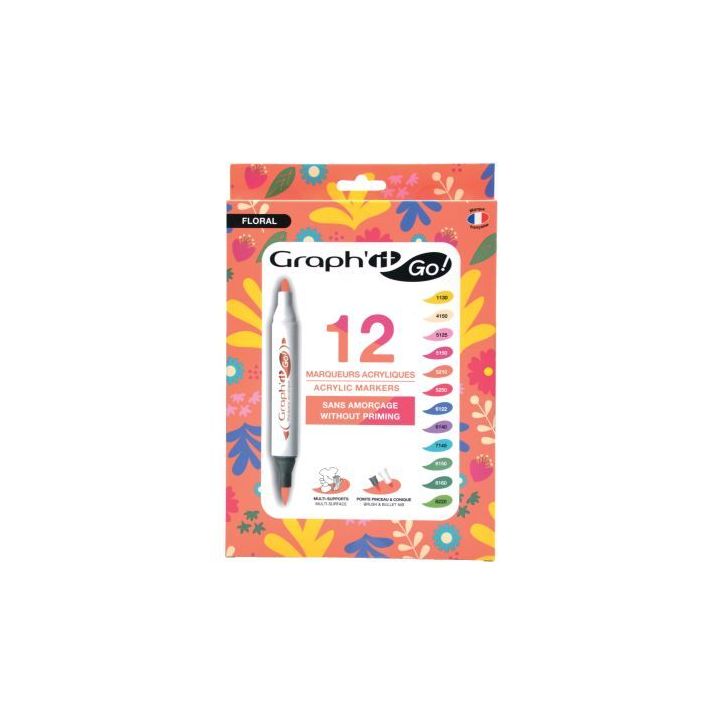 Pochette de 12 marqueurs Graph It floral GG09944