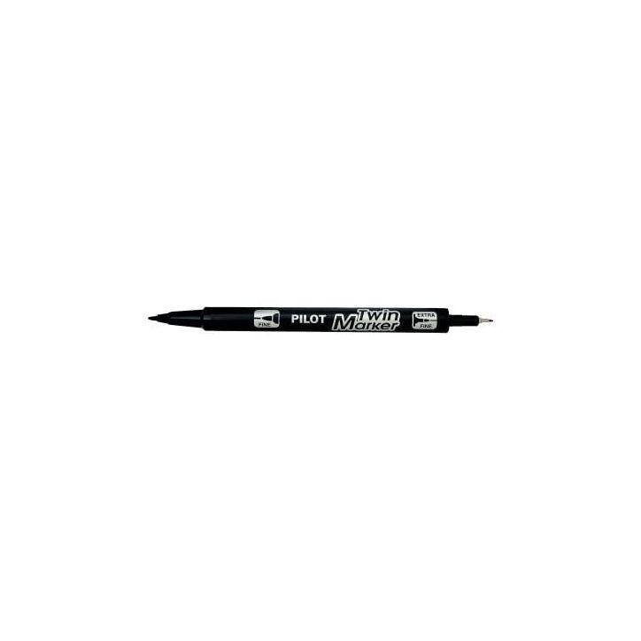 PILOT Marqueur tous supports encre indélibile Noire 2 pointes ogives:fine et moyenne TWIN MARKER BEGREEN.