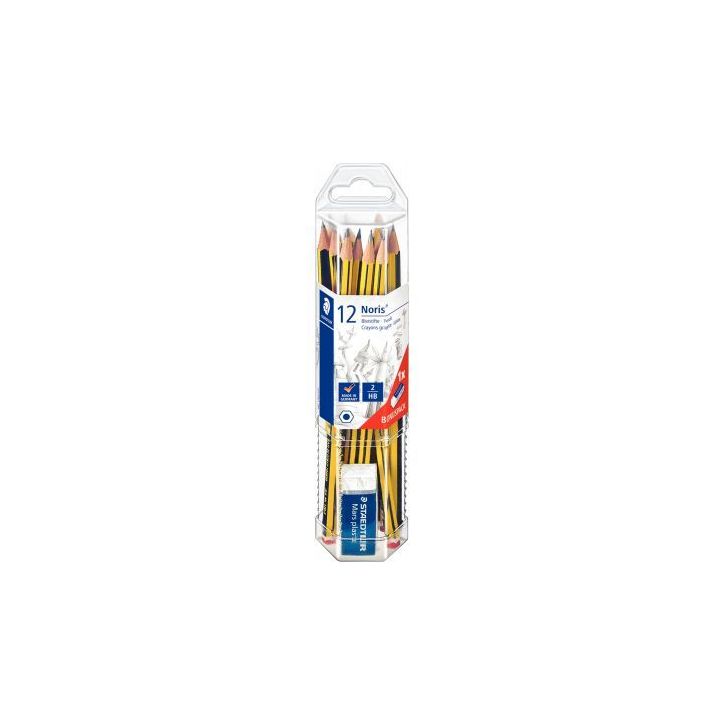 Boîte de 12 crayons graphite Staedtler Noris 120 HB avec 1 mini gomme offert 61 120P1 STAEDTLER