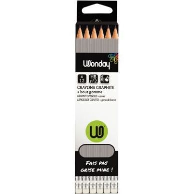 Achetez Boîte de 12 crayons graphite ordinaire HB bout gomme FEC100842 pas cher sur Ma Rentrée Sco..