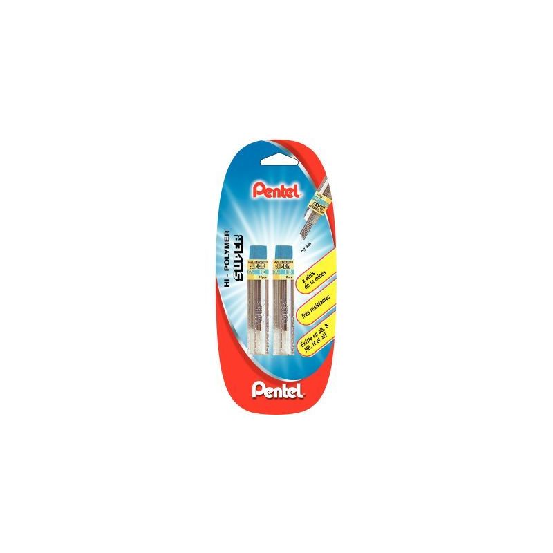 Achetez Blister de 2 étuis de 12 mines Hi-Polymer 0,7mm HB 212782 PENTEL pas cher sur Ma Rentrée S..