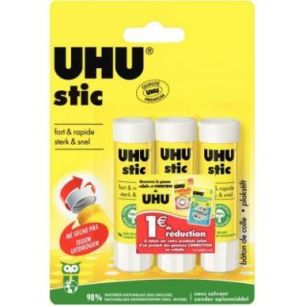 Achetez Blister de 3 bâtons de colles 8,2g Uhu stick 41275/4026700412758 UHU pas cher sur Ma Rentrî.