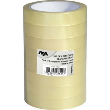 Achetez Tour de 8 rouleaux adhésifs transparent 19x66m SG21524 pas cher sur Ma Rentrée Scolaire