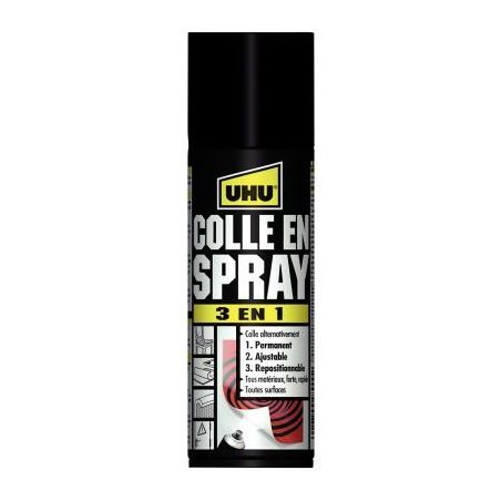 Achetez UHU Colle universelle en spray 3 en 1 : permanent, ajustable, repositionnable, 200ml pas che..