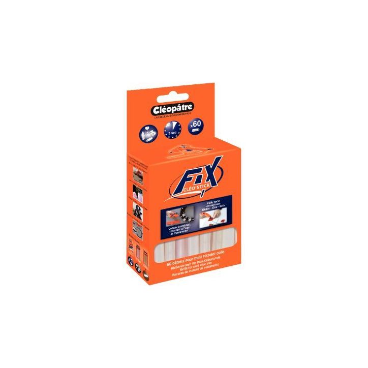 Blister de 60 recharges de bâton de colle transparente pour le pistolet à colle code 56405 PO60RCT CLEOPATRE