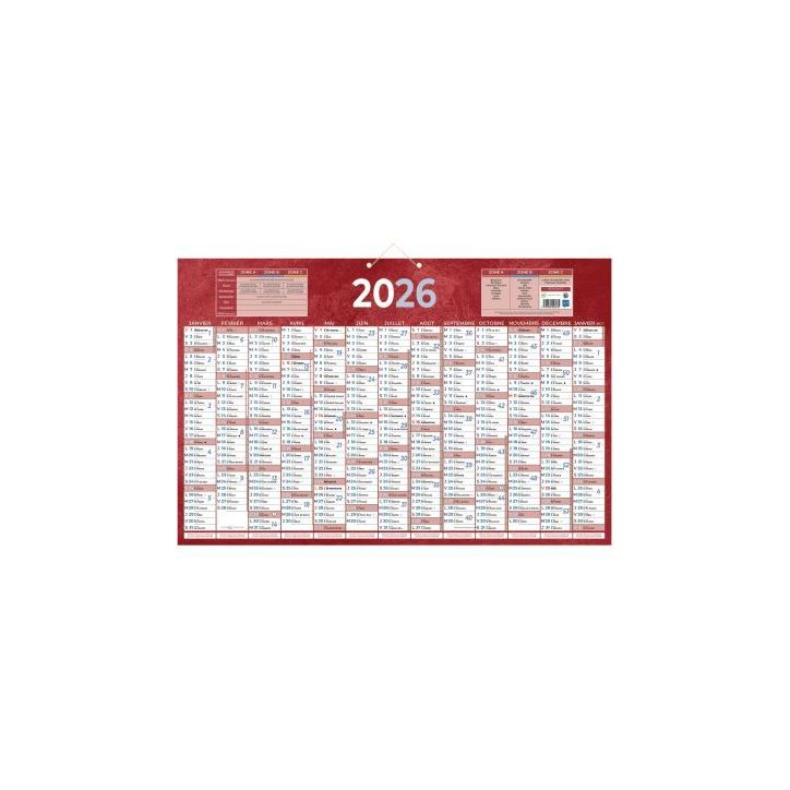 Calendrier annuel 13 mois  43x65cm rouge PAP228R