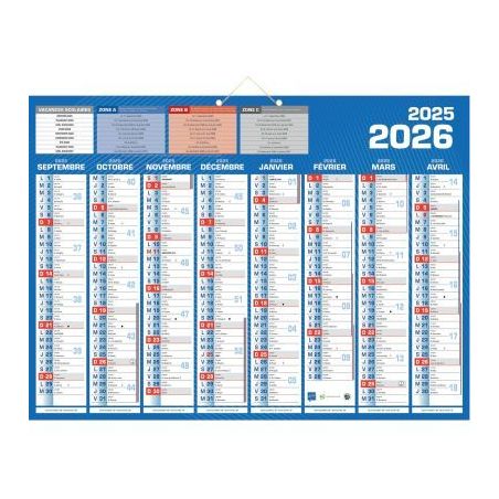 Achetez Calendrier 8 mois sur chaque face 40,5 x 55 cm PAPCLAS16 pas cher sur Ma Rentrée Scolaire