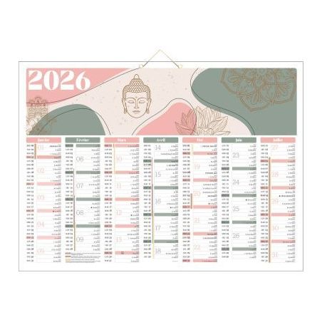 Achetez Calendrier semestriel 7 mois par face Zen 40,5x55cm PAPZEN BOUCHUT GRANDREMY pas cher sur Ma..