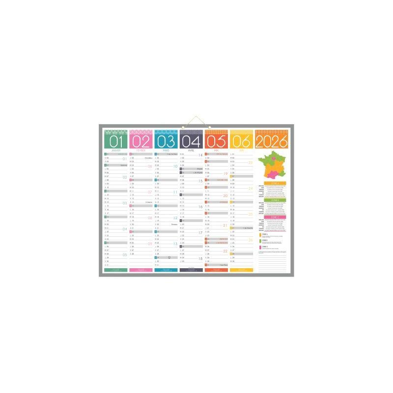 Achetez Calendrier semestriel 6 mois par face Tendance 43x55cm PAPTENDANCE BOUCHUT GRANDREMY pas che..