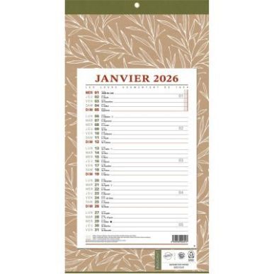 Achetez Calendrier mensuel 12 feuilles 36x19cm Natura PAP409NR pas cher sur Ma Rentrée Scolaire