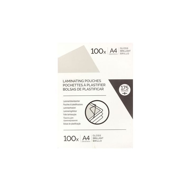 Boite de 100 pochettes à plastifier format 216x303mm pour document A4 ép 175µ 6910701 BUDGET