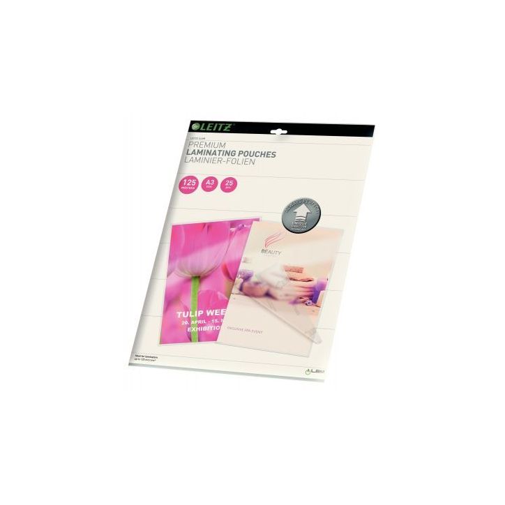 Paquet de 25 pochettes pour plastification à chaud Leitz Ilam UDT A3 125µ 74890000 LEITZ