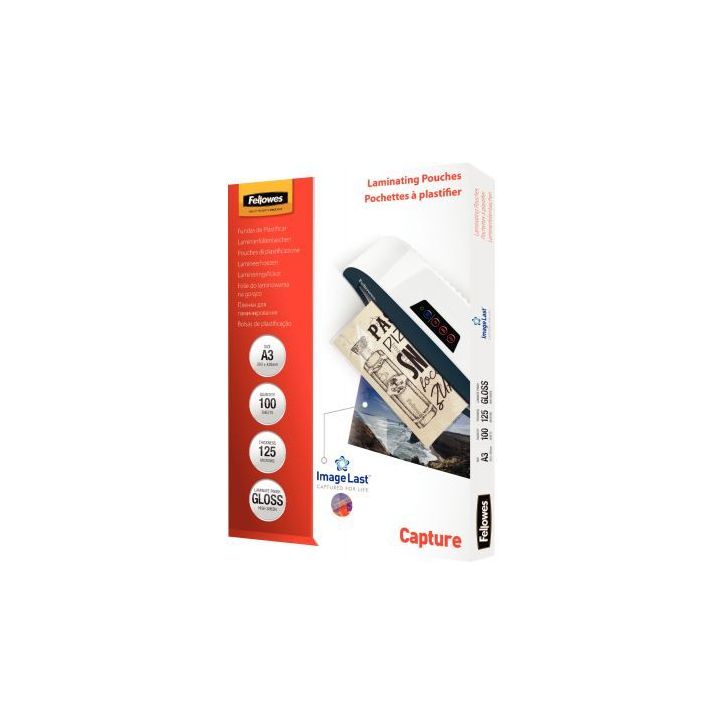 Boîte de 100 pochettes de plastification A3 125 microns 5307506 FELLOWES