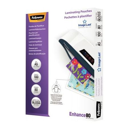 Achetez Boîte de 100 pochettes de plastification A5 80 microns 5306002 FELLOWES pas cher sur Ma Ren..