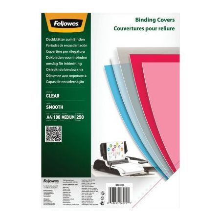 Achetez Paquet de 100 couvertures PET lisse incolore épaisseur 25/100ème format A4 5384801 FELLOWE..