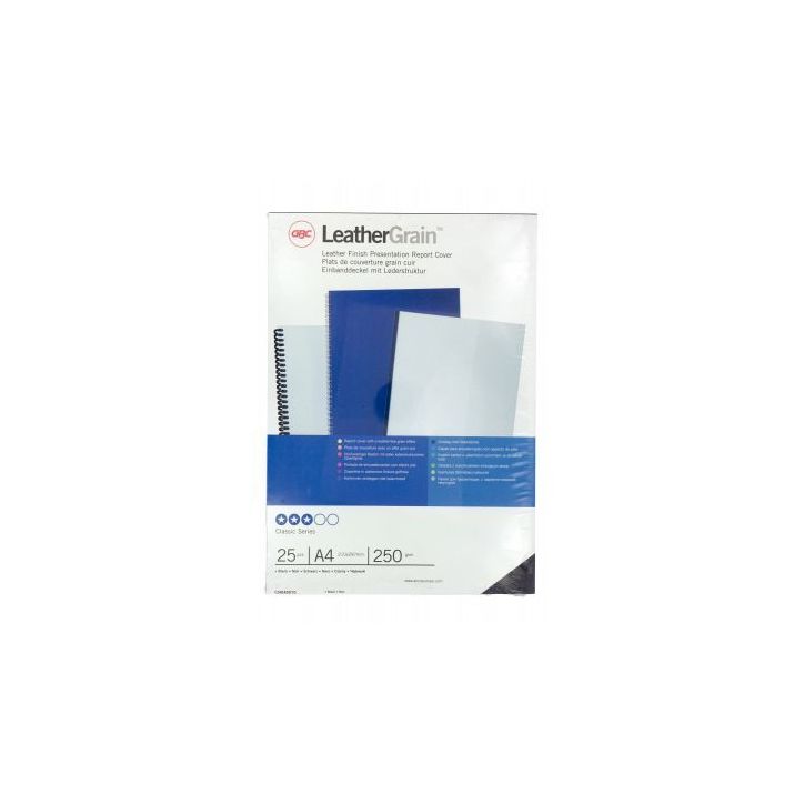 Paquet de 25 couvertures grain cuir 250 gr/m² format A4 noir CN040010 GBC ACCO