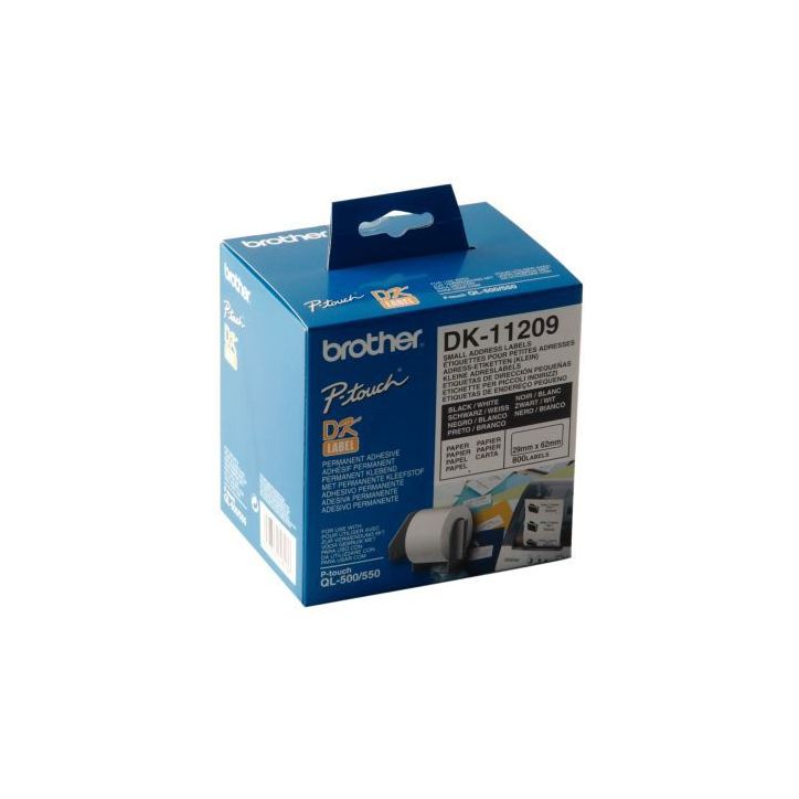 Rouleau de 800 étiquettes autocollantes blanches prédécoupées d'adressage 29 x 62 mm DK11209 BROTHER