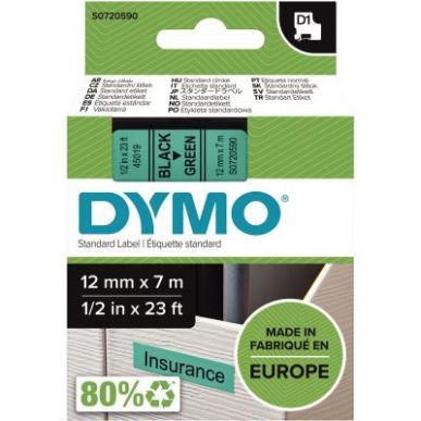 Achetez Recharge DYMO D1 12 mm x 7 m impression noir support vert S0720590 DYMO pas cher sur Ma Rent..