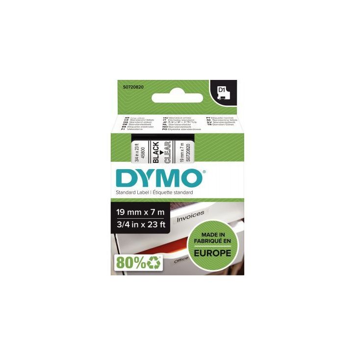 Recharge DYMO D1 19 mm x 7 m noir et transparent 19 mm S0720820 DYMO