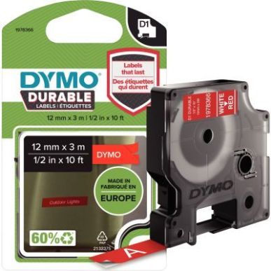 Achetez Recharge DYMO D1 12 mm x 3 m impression blanc support rouge 1978366 DYMO pas cher sur Ma Ren..