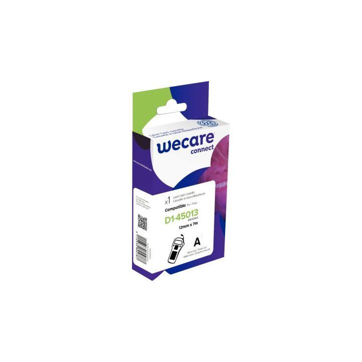 Ruban D1-45013 noir sur blanc 12 mm x 7 m compatible K80001W4 WECARE ARMOR