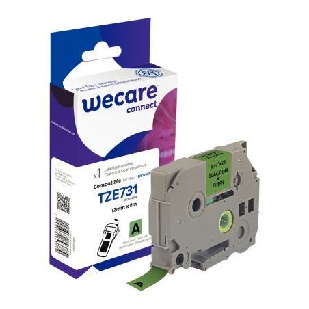 Achetez Ruban TZE 731 noir sur vert 12 mm x 8 m compatible K80046W4 WECARE ARMOR pas cher sur Ma Ren..
