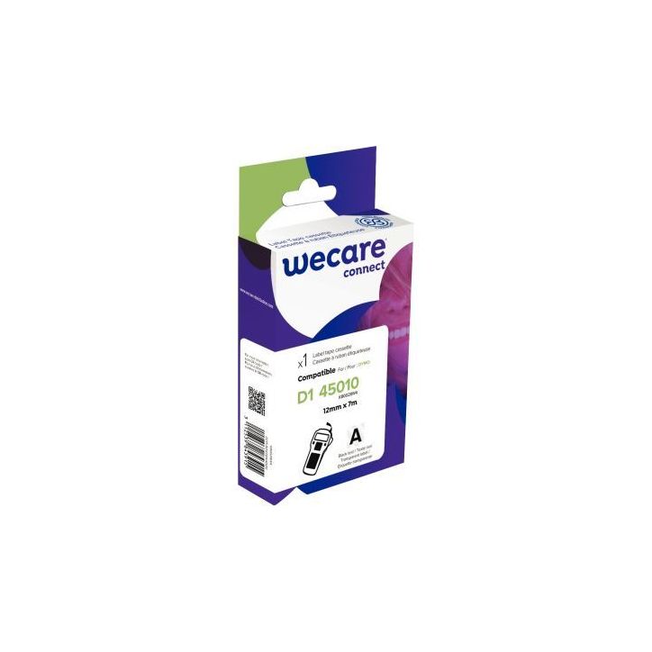 Ruban D1 noir sur transparent 12 mm x 7 m compatible K80028W4 WECARE ARMOR