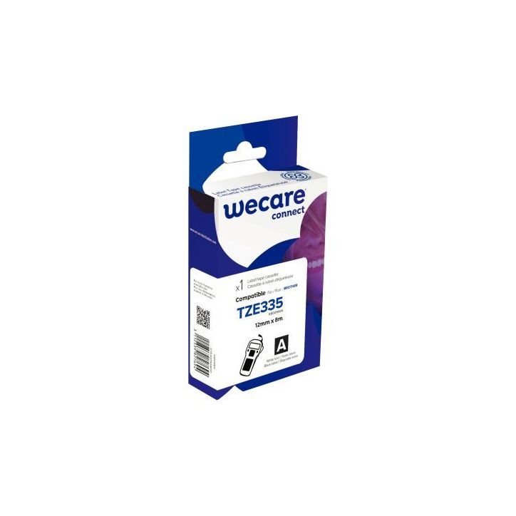 Ruban TZE 335 blanc sur noir 12 mm x 8 m compatible K80019W4 WECARE ARMOR