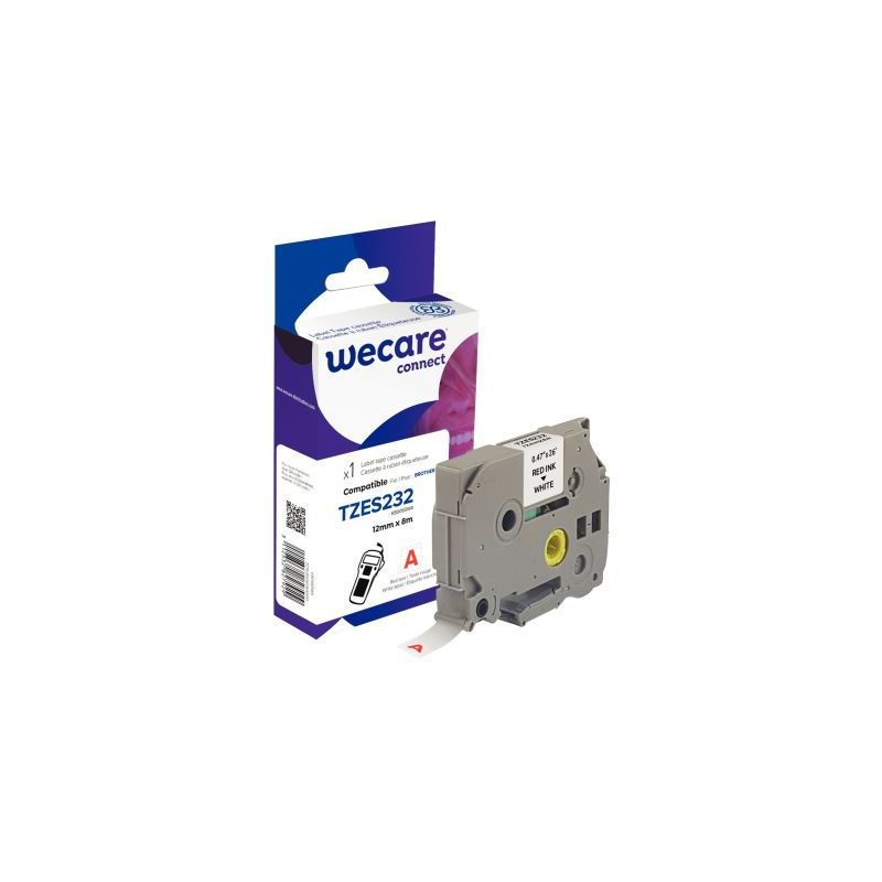 Achetez Ruban TZE 232 rouge sur blanc 12 mm x 8 m compatible K80065W4 pas cher sur Ma Rentrée Scola..