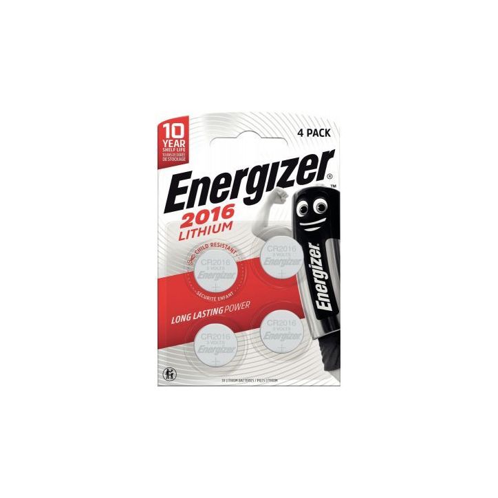 Blister de 4 piles lithium 3V CR2016 7638900415353 ENERGIZER