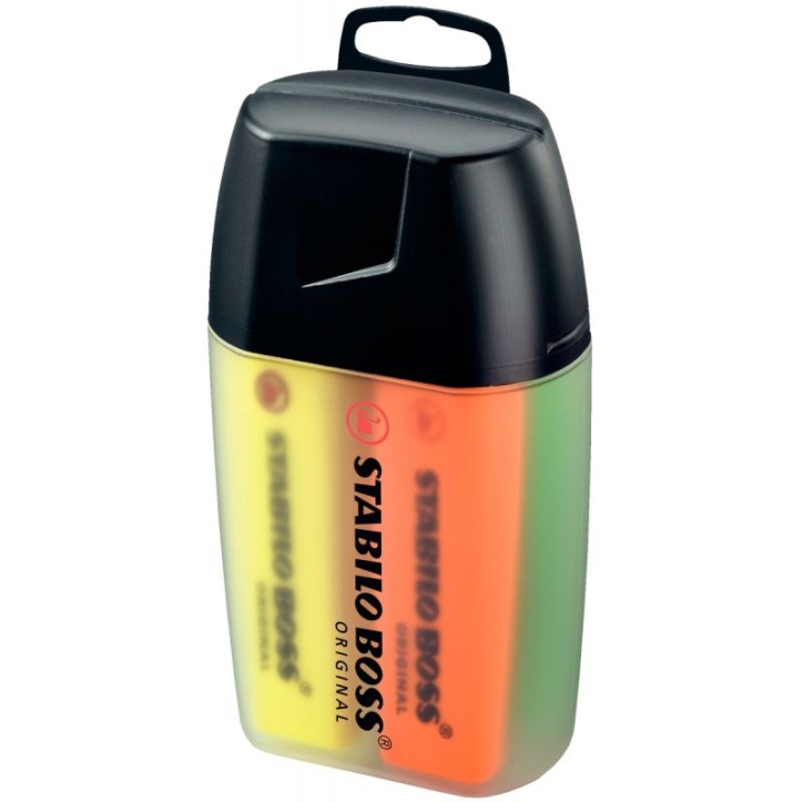STABILO BOSS ORIGINAL surligneur pointe biseautée - BOSSparade de 4 surligneurs fluo - Coloris assortis