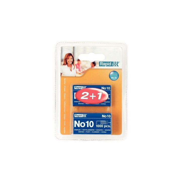 Blister de 2 000 + 1 000 agrafes Rapid n° 10 20710728 RAPID ESSELTE
