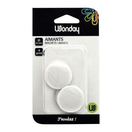 Achetez Blister 4 aimants 30 mm ronds blanc pas cher sur Ma Rentrée Scolaire