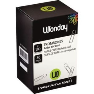 Achetez Boîte de 100 trombones 30 mm bout chevron nickelé FTB300073 pas cher sur Ma Rentrée Scola..