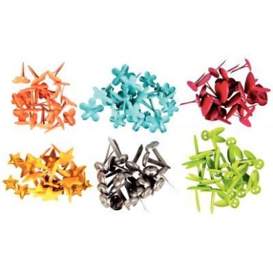 Achetez Boîte de 120 attaches parisiennes fantaisies 10 mm couleurs assorties 12502 pas cher sur Ma..