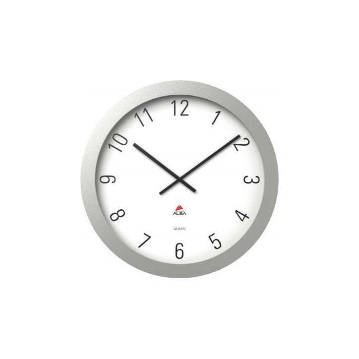 ALBA Horloge murale géante Horgiant contour ABS D60 cm Gris, chiffres Noirs lentille en verre à  quartz