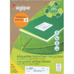 Achetez Boîte de 1600 étiquettes multi-usages blanches recyclées 99,1x33,9mm 000102647 AGIPA pas ..