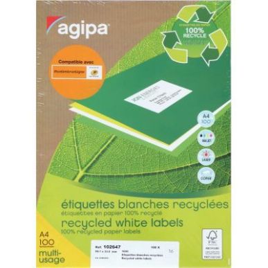 Achetez Boîte de 1600 étiquettes multi-usages blanches recyclées 99,1x33,9mm 000102647 AGIPA pas ..