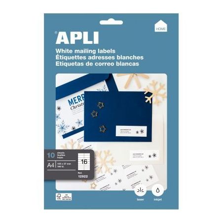 Achetez Pochette de 160 étiquettes coins droits multi-usages blanc 105x37mm 12922 APLI pas cher sur..