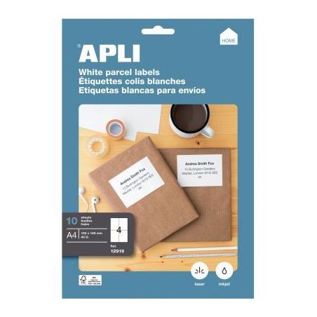 Achetez Pochette de 40 étiquettes coins droits multi-usages blanc 105x148mm 12919 APLI pas cher sur..